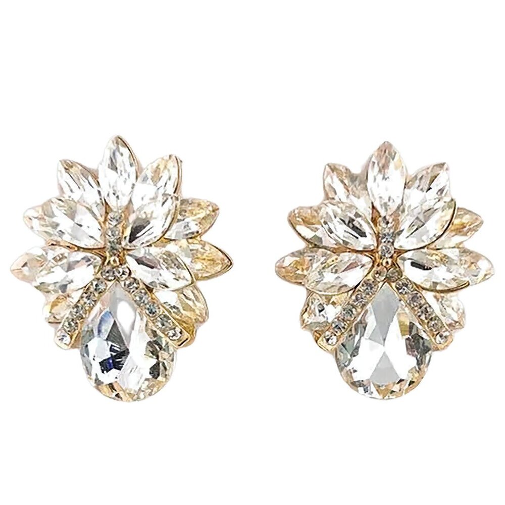 Clear Crystal Floral Stud Earrings